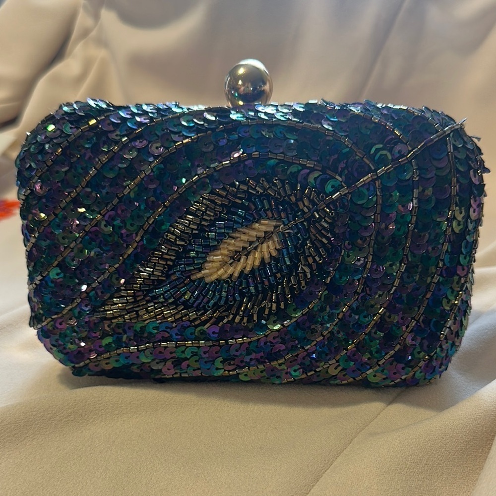 Sequin Clutch with Peacock Design